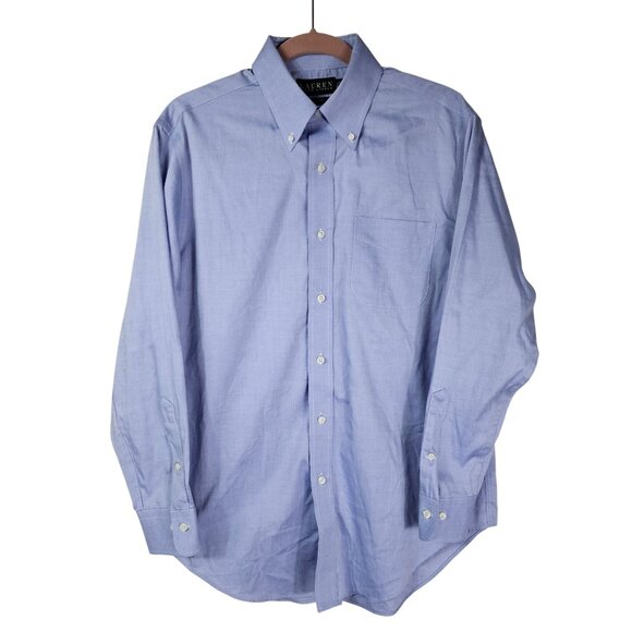 Lauren Ralph Lauren Mens Non-Iron Blue Button-Down Dress Shirt 15.5 32/33 Preppy - Picture 1 of 6